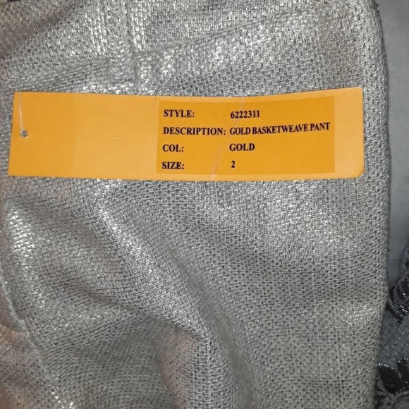 NEW Tory Burch Gold Basketweave Pant 2 - Picture 7 of 8